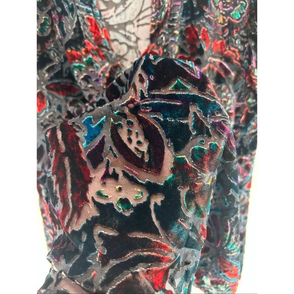 Chico’s Velvet Burnout Floral V-Neck Blouse Sheer Boho Fall Top Size 2 Large - Picture 9 of 11